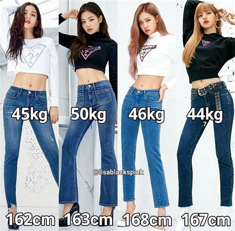 Weight in Pounds 99 lbs Weight in Kilogram 45 kg Height in Feet 5 3 Height in Meters 1. . Blackpink chest size
